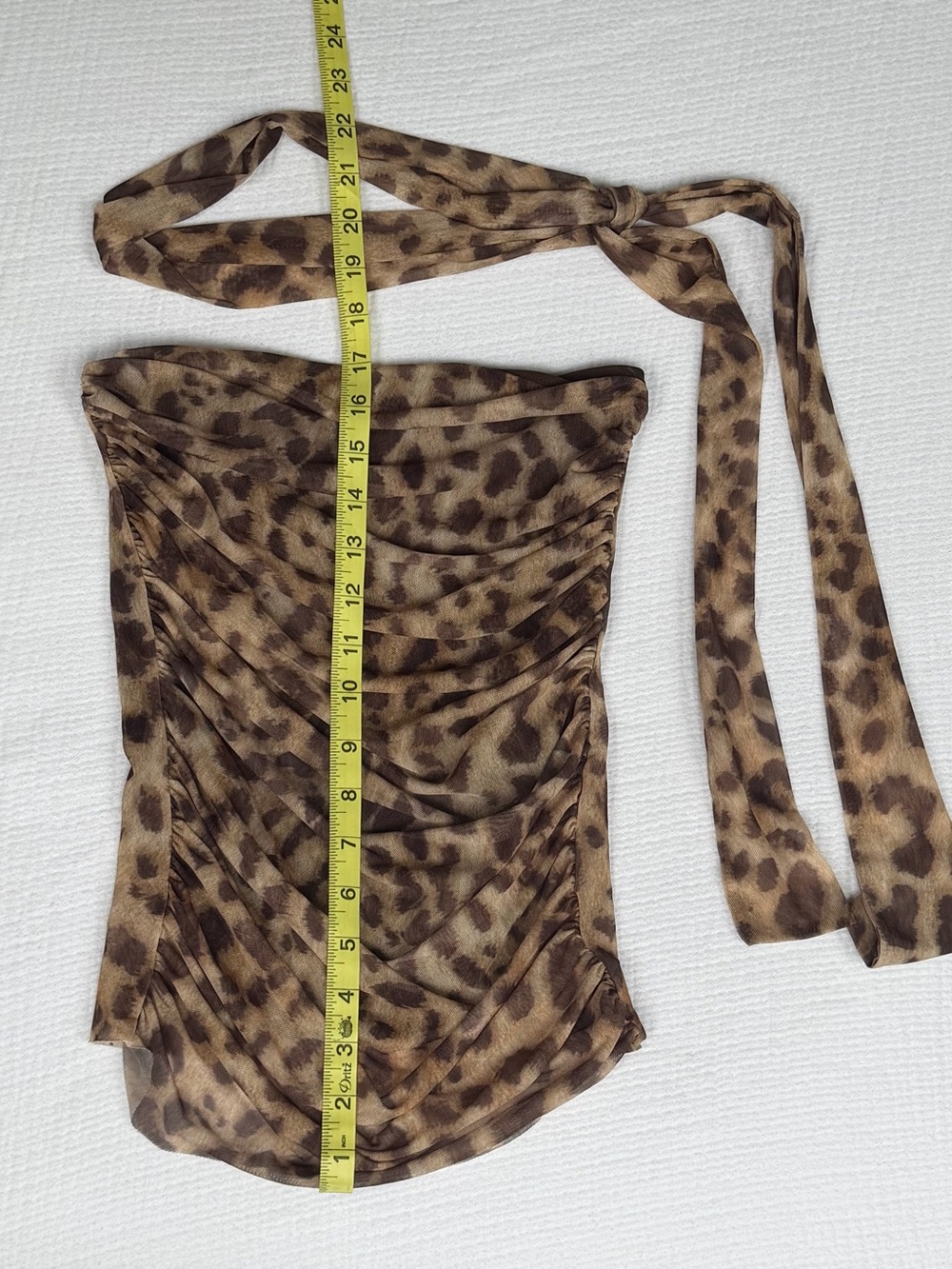 Viral Zara Cheetah Print Mesh Tube Top with Scarf - Picture 4 of 6
